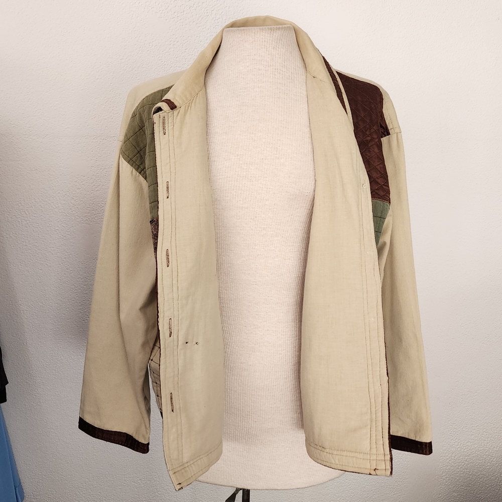 New Direction Jacket 100% Cotton Safari Zebra Patchwork Cream Multi Size XL - Picture 3 of 14